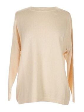 Eileen Fisher Cream Beige Lightweight Crewneck Sweater Cashmere XS